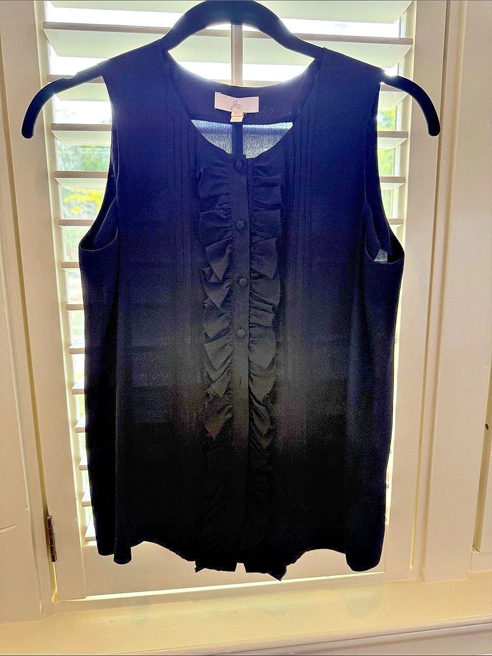 Joie Ruffle Front Blouse in Black Size XS Like New